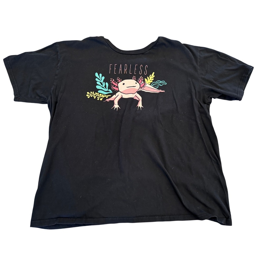 Lane Seven Fearless Axolotl Graphic Tee Black Cotton T-Shirt 2XL LS15004